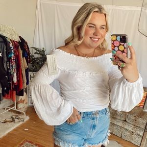 NWT pitusa white off shoulder flow blouse